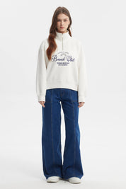 Polerón Mujer Medio Zipper Crudo