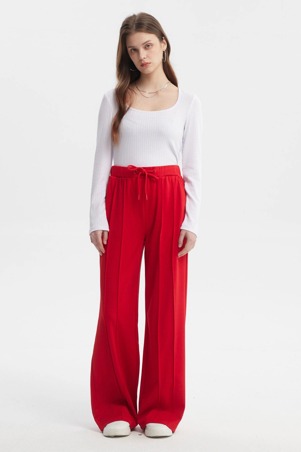 Pantalón Mujer Sastrero Pretina Cordón Rojo
