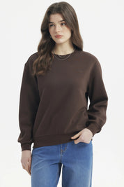 Polerón Mujer Liso Café Oscuro