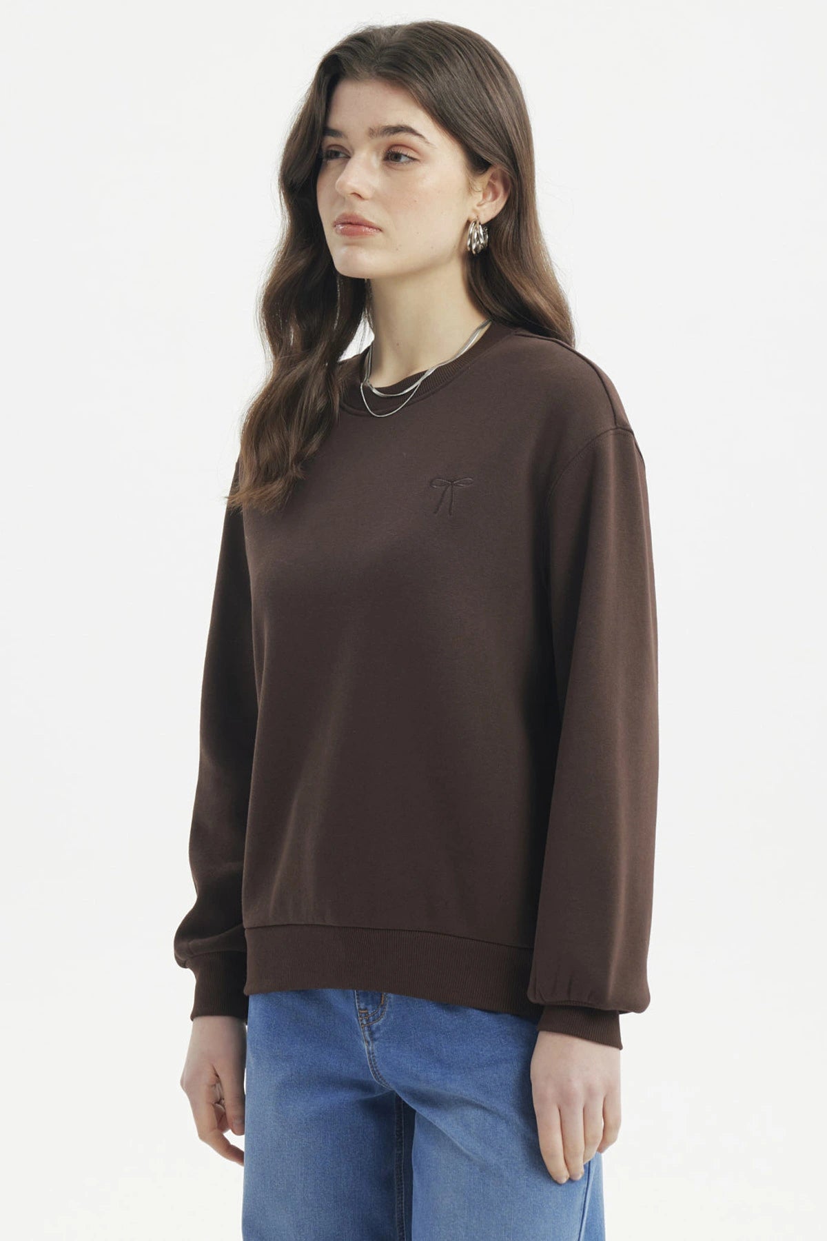 Polerón Mujer Liso Café Oscuro