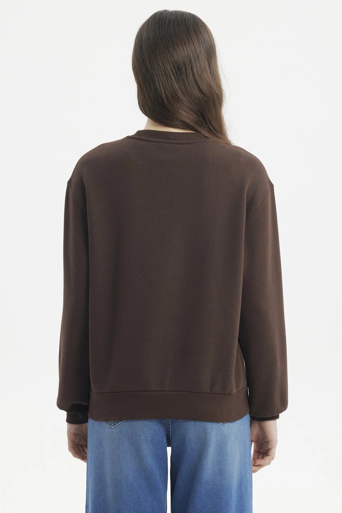 Polerón Mujer Liso Café Oscuro