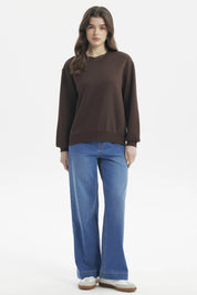 Polerón Mujer Liso Café Oscuro