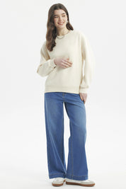 Polerón Mujer Liso Crema