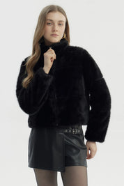 Chaqueta Mujer Peludo Negro