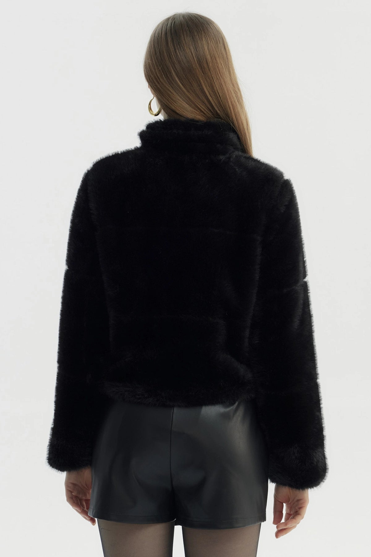 Chaqueta Mujer Peludo Negro