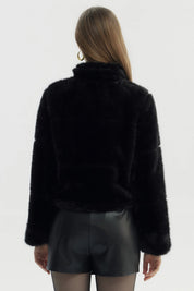 Chaqueta Mujer Peludo Negro