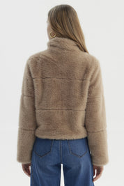 Chaqueta Mujer Peludo Café Claro