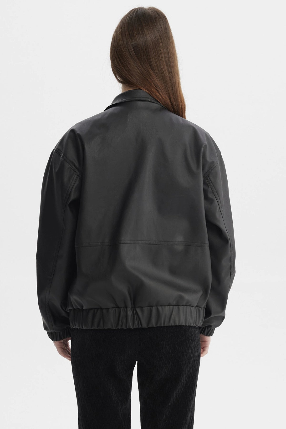Chaqueta Mujer Oversize Efecto Cuero Negro