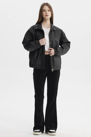 Chaqueta Mujer Oversize Efecto Cuero Negro