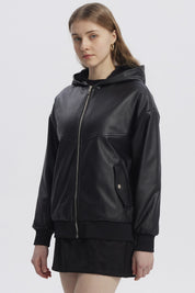Chaqueta Mujer Efecto Cuero Bonded Negro