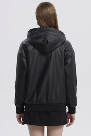 Chaqueta Mujer Efecto Cuero Bonded Negro