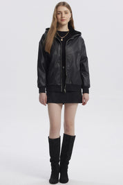Chaqueta Mujer Efecto Cuero Bonded Negro