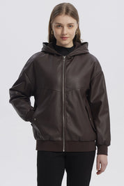 Chaqueta Mujer Efecto Cuero Bonded Chocolate