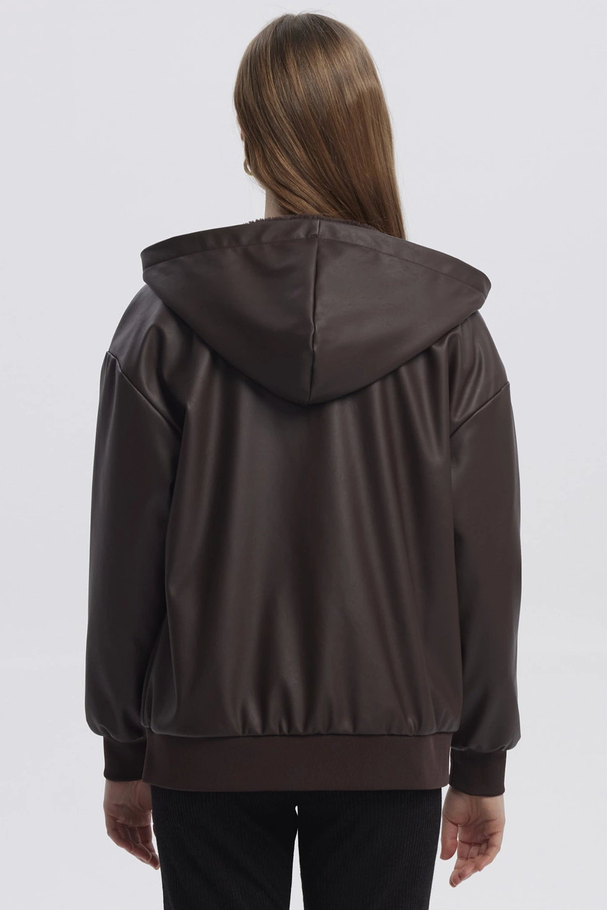 Chaqueta Mujer Efecto Cuero Bonded Chocolate