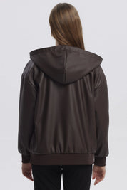 Chaqueta Mujer Efecto Cuero Bonded Chocolate