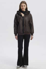 Chaqueta Mujer Efecto Cuero Bonded Chocolate