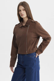 Chaqueta Mujer Slim Café Oscuro