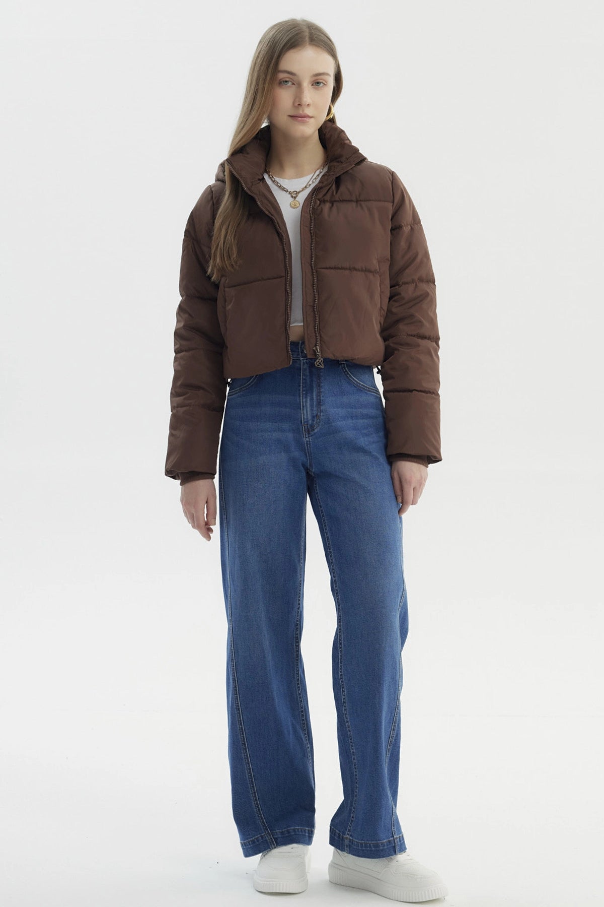 Parka Mujer Wide Acolchado Café