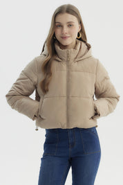 Parka Mujer Wide Acolchado Beige Oscuro