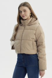 Parka Mujer Wide Acolchado Beige Oscuro