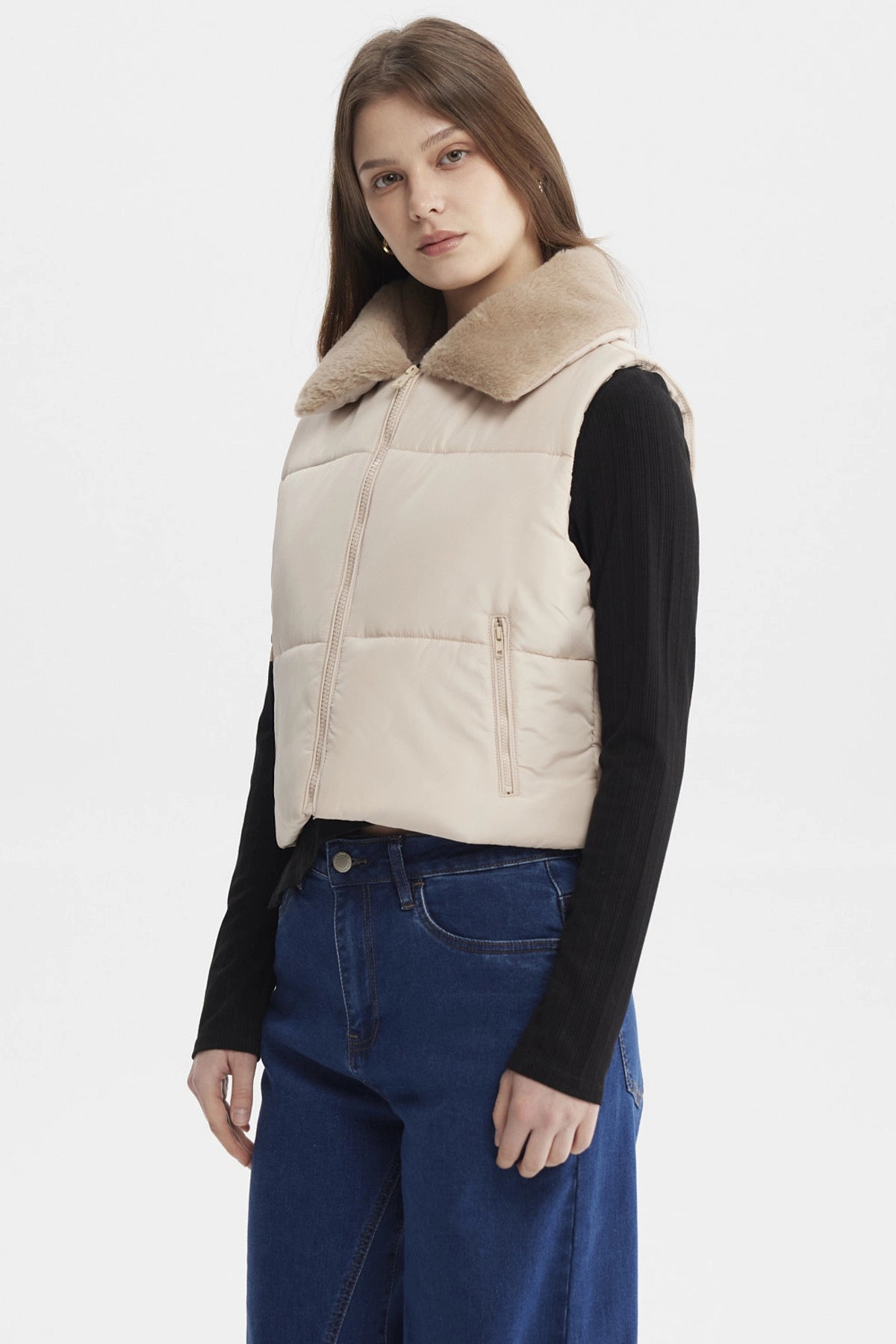 Parka Mujer Liso Full Zipper Beige