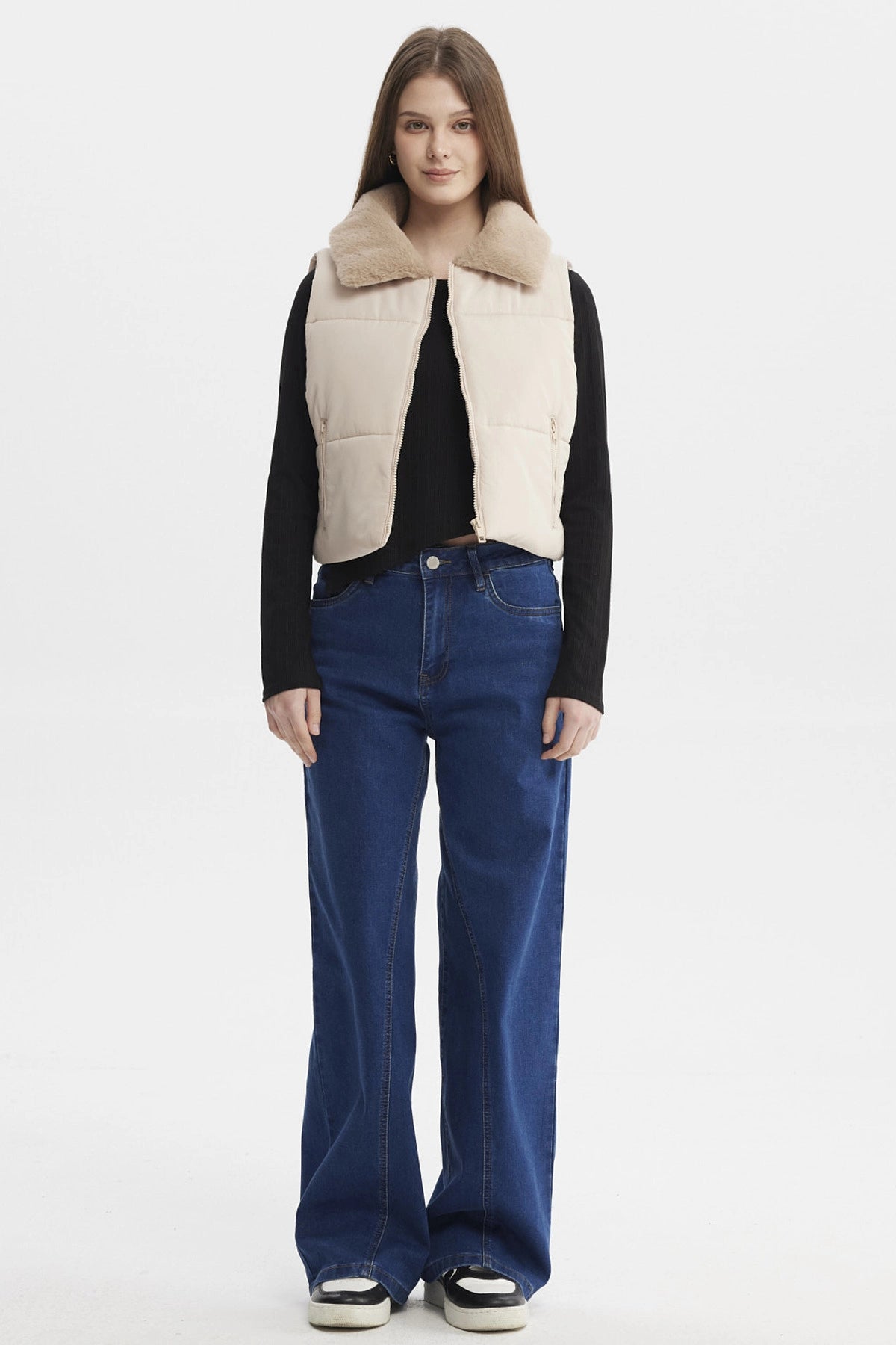 Parka Mujer Liso Full Zipper Beige