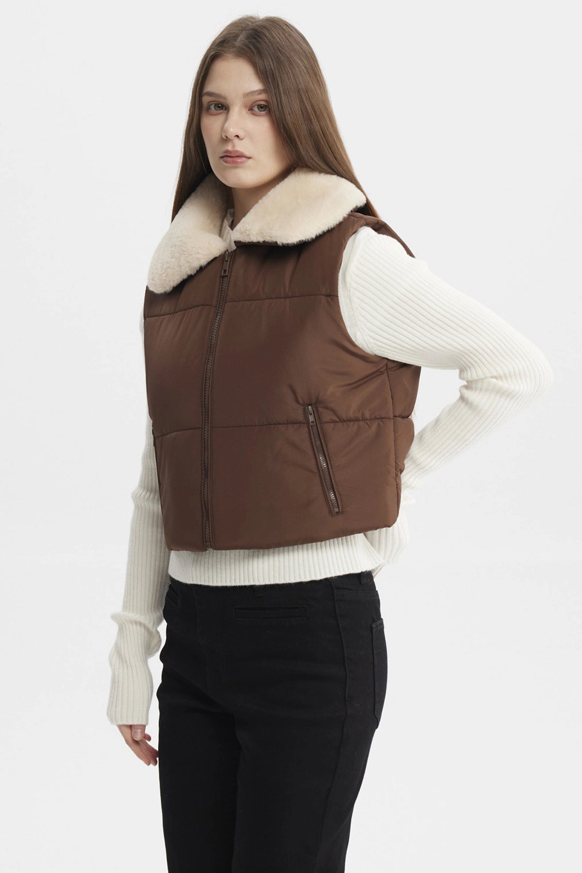 Parka Mujer Liso Full Zipper Cafe