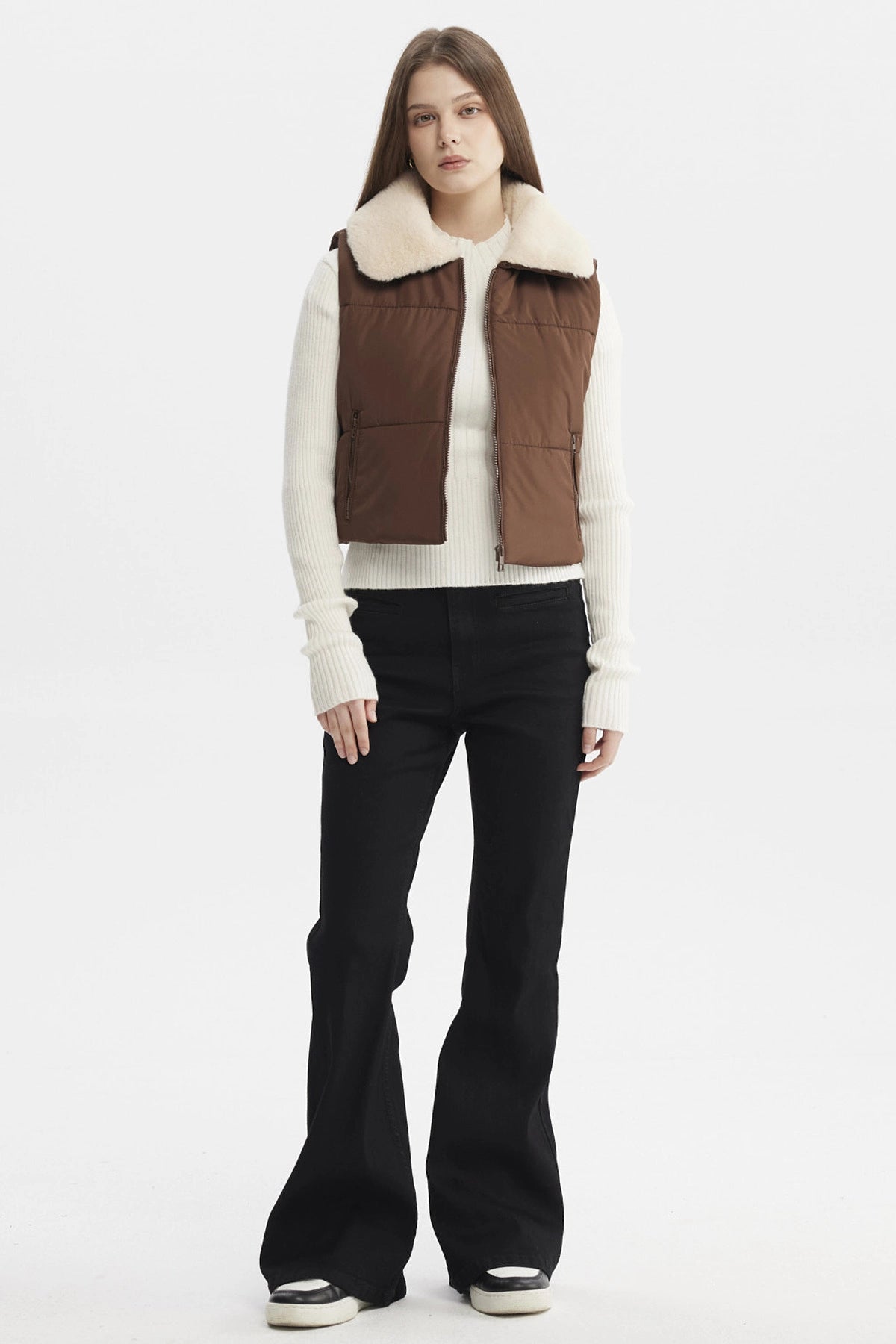 Parka Mujer Liso Full Zipper Cafe