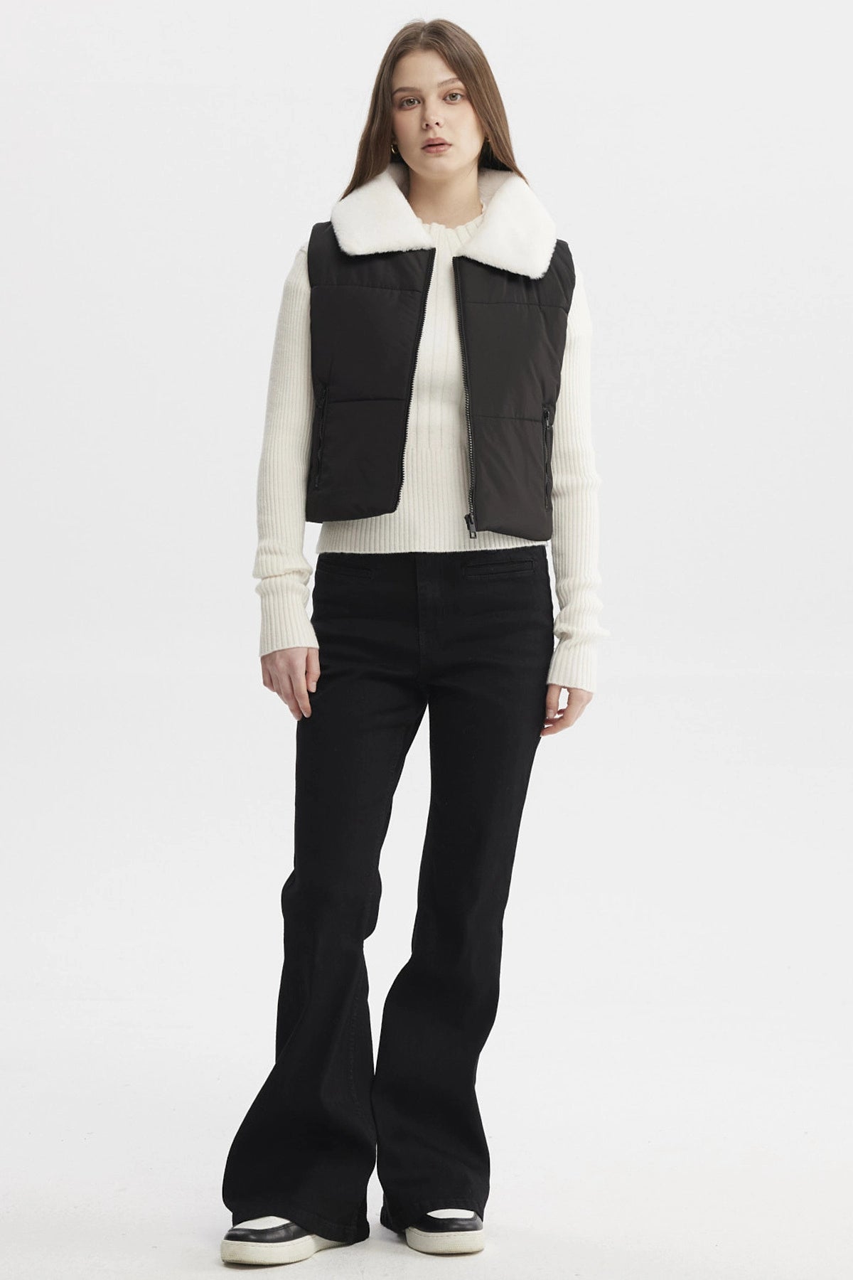 Parka Mujer Liso Full Zipper Negro