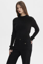 Sweater Mujer Slim Tejido Negro