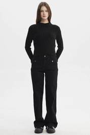 Sweater Mujer Slim Tejido Negro