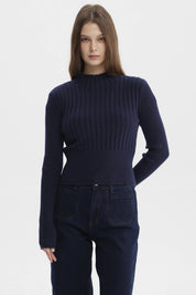 Sweater Mujer Slim Tejido Azul Oscuro