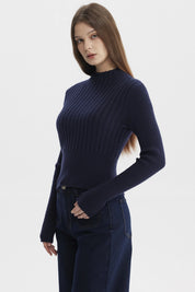 Sweater Mujer Slim Tejido Azul Oscuro