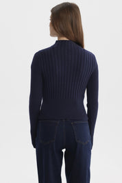 Sweater Mujer Slim Tejido Azul Oscuro