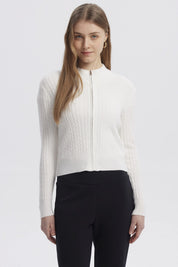 Sweater Mujer Cuello Con Cierre Crudo