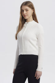 Sweater Mujer Cuello Con Cierre Crudo