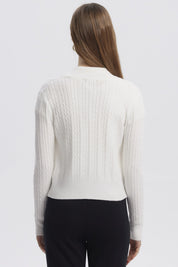 Sweater Mujer Cuello Con Cierre Crudo