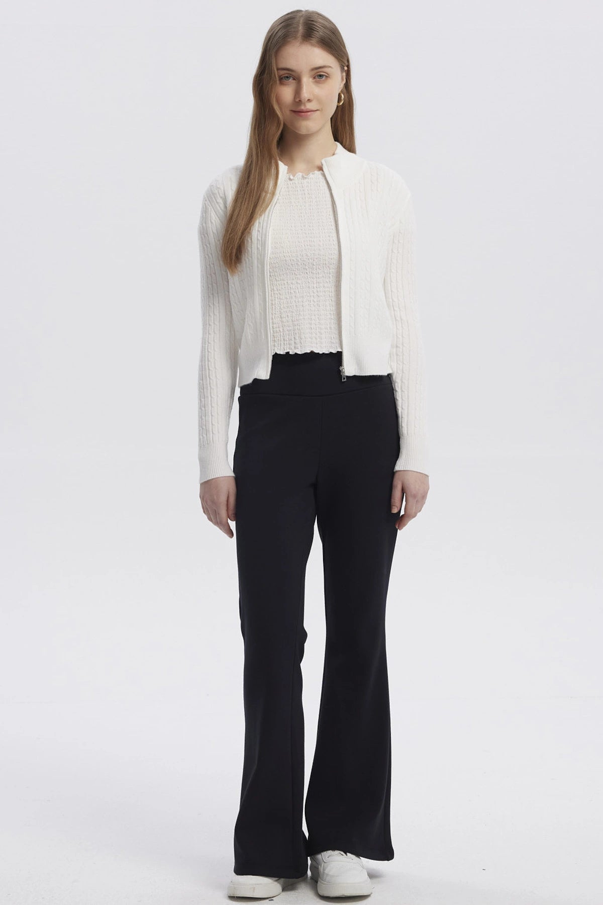 Sweater Mujer Cuello Con Cierre Crudo