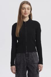 Sweater Mujer Cuello Con Cierre Negro