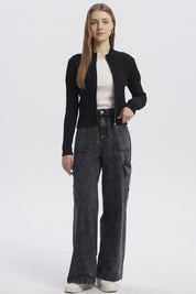 Sweater Mujer Cuello Con Cierre Negro