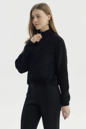 Sweater Mujer Half Zipper Negro
