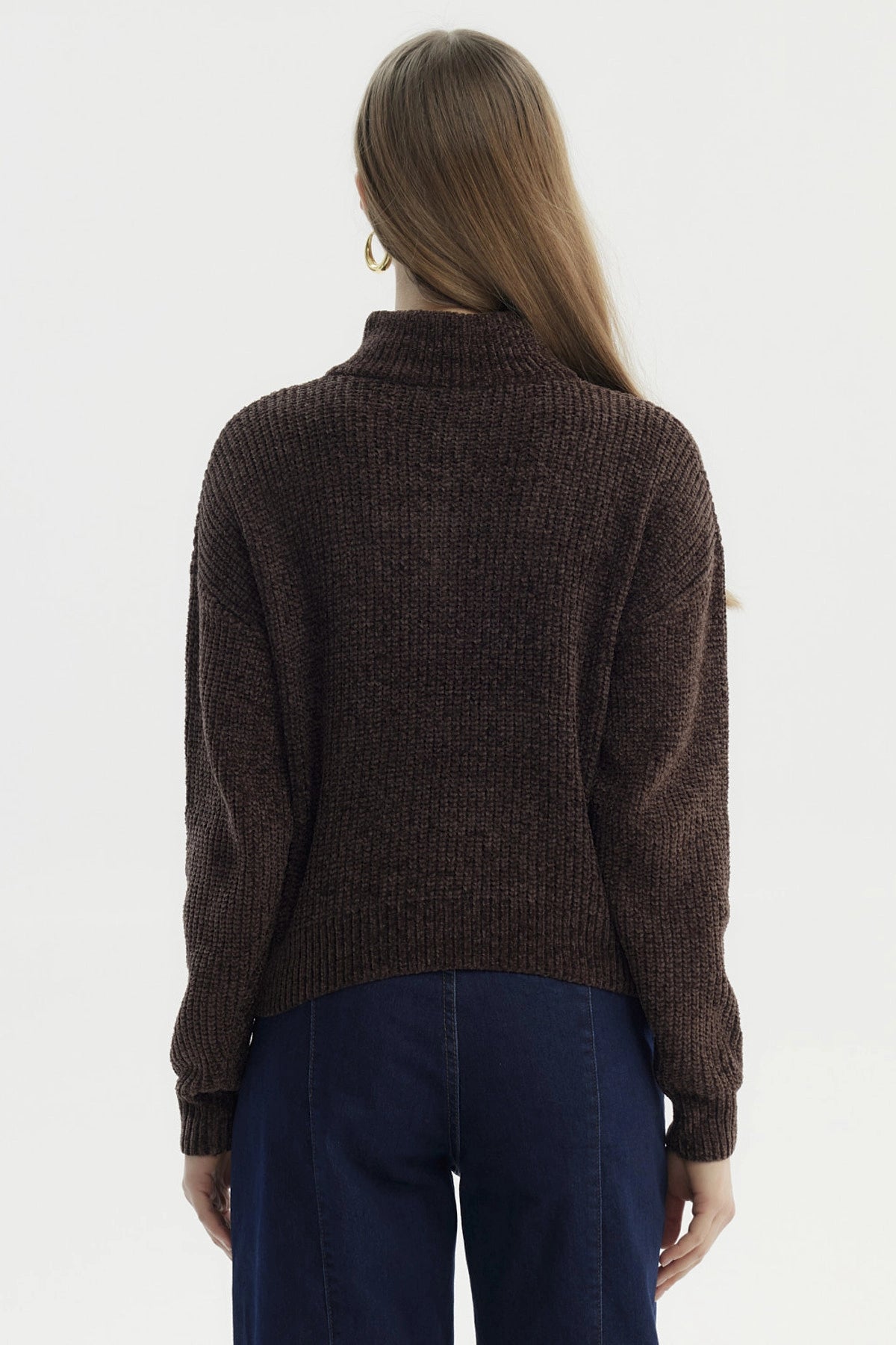 Sweater Mujer Half Zipper Chocolate