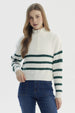 Sweater Mujer Half Zipper Crudo/Verde