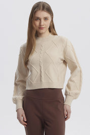 Sweater Mujer Liso Beige Claro