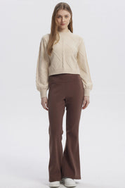 Sweater Mujer Liso Beige Claro