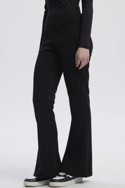 Pantalón Mujer Flare Rib Negro