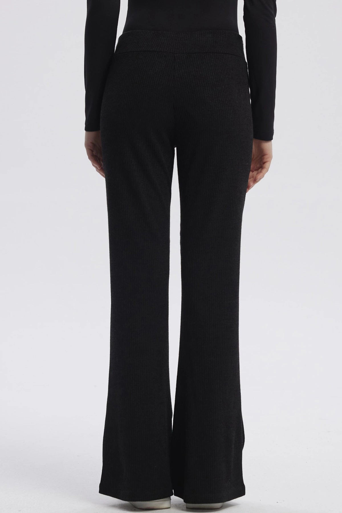 Pantalón Mujer Flare Rib Negro