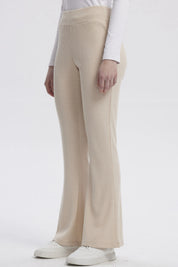 Pantalón Mujer Flare Rib Beige
