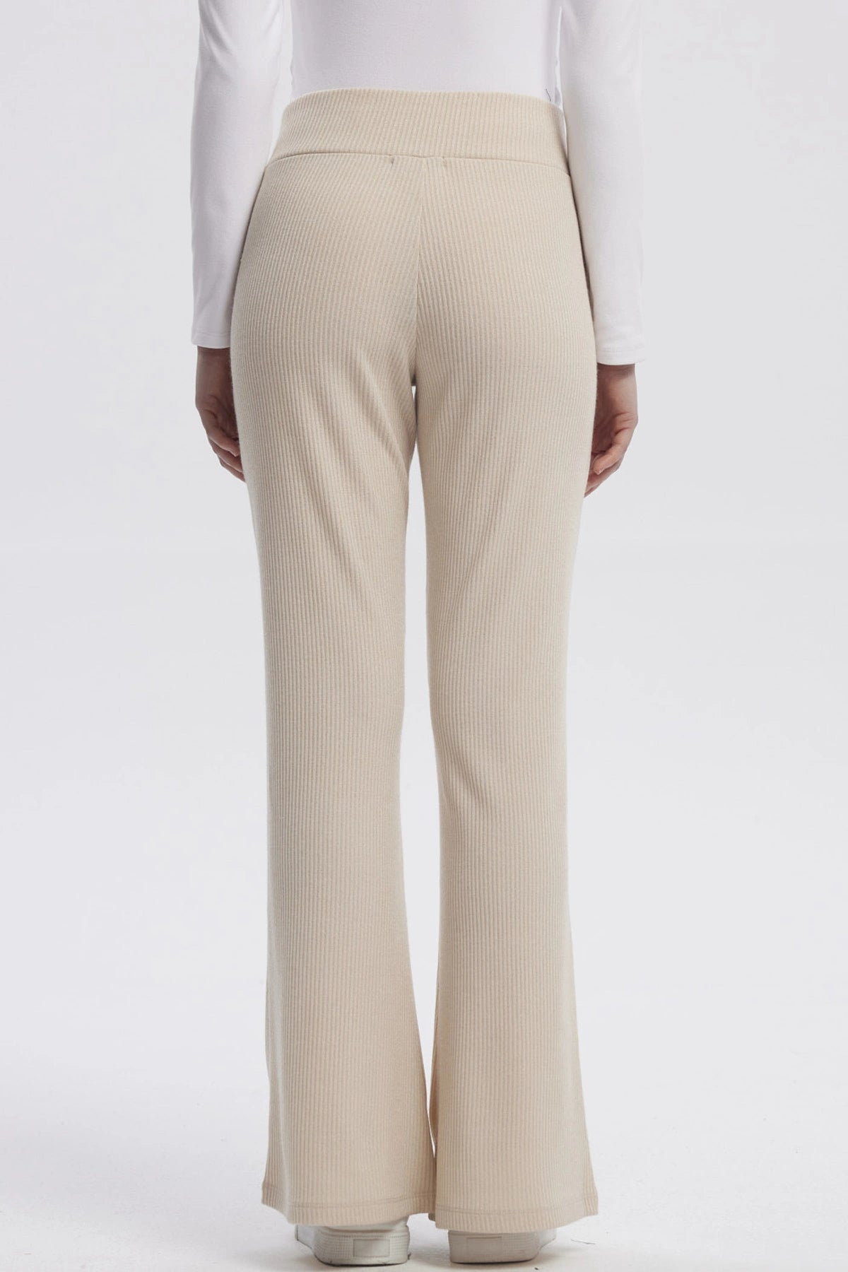 Pantalón Mujer Flare Rib Beige