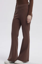 Pantalón Mujer Flare Cotelón Café Oscuro